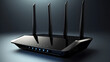 © kimly - wireless router on black background created with Generative AI