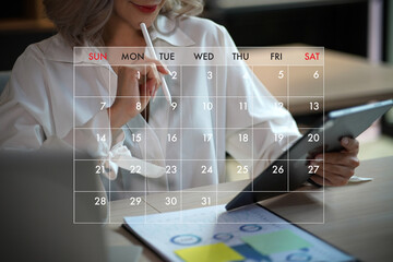 Poster - Highlight Reminder Appointment for the Calendar and the Organizer's Agenda Booking Meeting Appointment On Laptop Computer Online Reminder Schedule Event