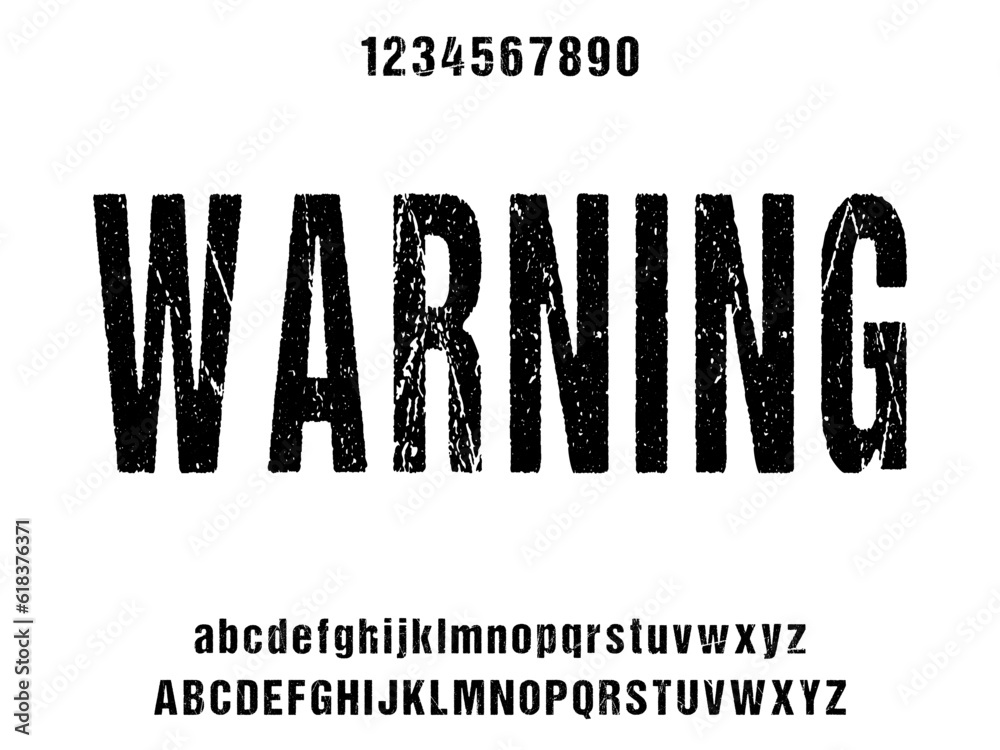 Warning Large Letters WARNING, condensed display font vector with alternates and ligatures ...