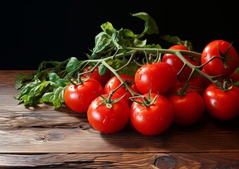 Wall Mural - tomatoes on a wooden table, AI generative 