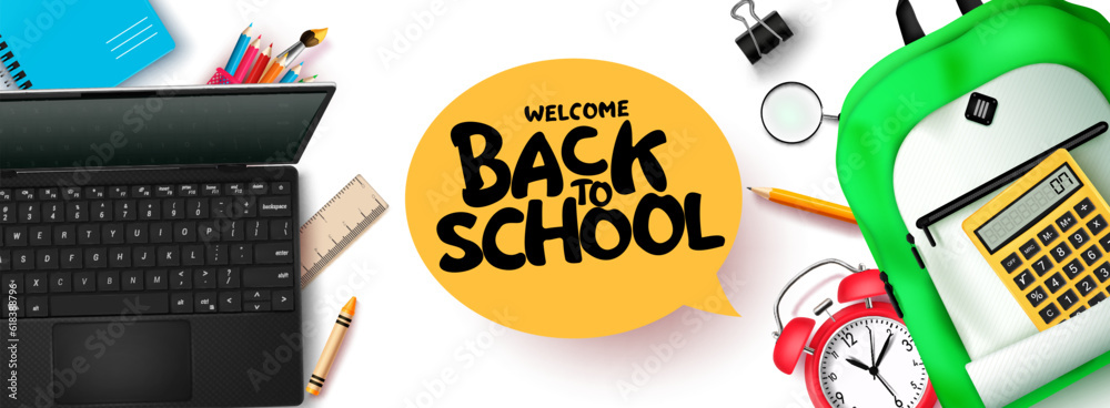 Back to school vector banner design. Welcome back to school greeting ...