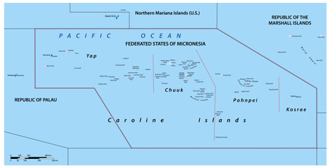 Wall Mural - political vector map of the Federated States of Micronesia