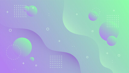 Wall Mural - Modern Abstract Background with Motion Waves Retro Memphis and Blue Purple Green Gradient Color
