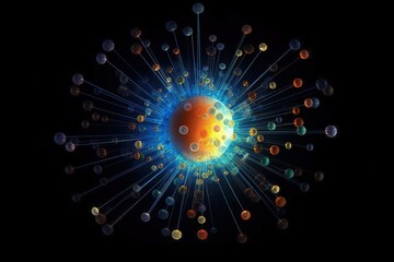 Wall Mural - atomic nucleus electrons neutrons protons. model shows that an atom is mostly empty space, with elec