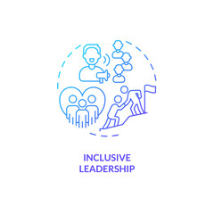 Wall Mural - Inclusive leadership blue gradient concept icon. Fair treatment. Safe environment. Cultural competence. Diversity training abstract idea thin line illustration. Isolated outline drawing