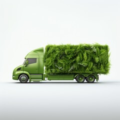 Wall Mural - Green truck eco logistic concept.