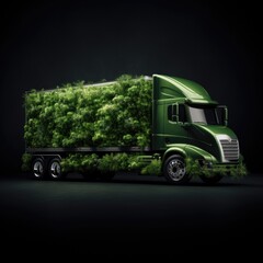 Wall Mural - Green truck eco logistic concept.