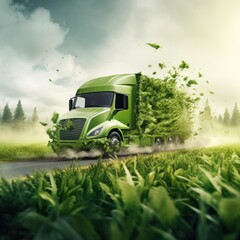 Wall Mural - Truck concept in green environment concept