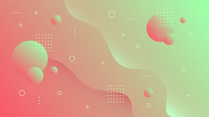 Wall Mural - Modern Abstract Background with Motion Waves Retro Memphis and Red Green Gradient Color