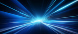 Fototapeta Przestrzenne - Vector Abstract, science, futuristic, energy technology concept. Digital image of light rays, stripes lines with blue light background