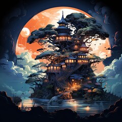 Canvas Print - fantasy tree house