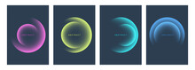Set Of Bright Color Gradient Round Shapes. Futuristic Abstract Backgrounds With Vibrant Colored Spheres For Creative Graphic Design. Vector Illustration.