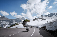 Moto Trip. Lifestyle And Travel. Beautiful Landscape. A Road Through The Swiss Alps, Switzerland.