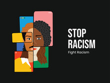Motivational Poster Against Racism And Discrimination, Stop, Fight Racism, Black Lives Matter, Say No To Racism, Vector Illustration, T-shirt Vector Design, Anti Racism, Creative Illustration