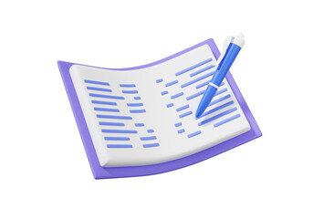 Poster - Open book with pen on isolated background. reading writing training learning online education concept. banner, 3d rendering illustration