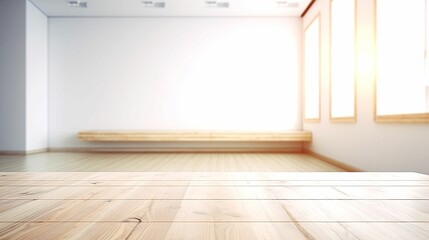 Canvas Print - AI generated illustration of a contemporary interior space featuring a light hardwood floor