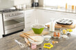 © Wavebreak Media - Close up of countertop with baking tools and ingredients in kitchen