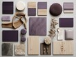 AI generated illustration of a simple moodboard inspiration design in a lavender brown color palette