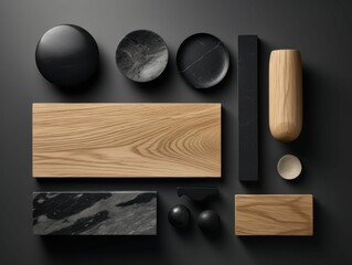 ai generated illustration of a simple moodboard inspiration design in a black brown color palette