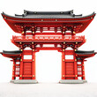 Japanese temple gate, white background