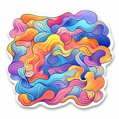 Poster - Abstract colorful sticker with a wavy pattern isolated on a white background. AI-generated.