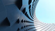 Abstract modern architecture with wavy facade, 3d rendering.