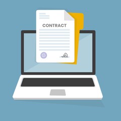 Poster - Contratto d'affari con firma. Stile piatto. Illuatratio  illustrazioni