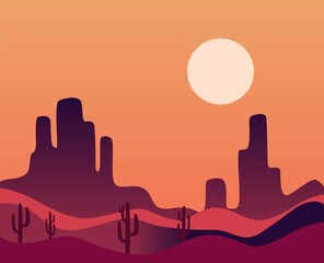 Wall Mural - sunset over the desert