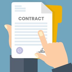 Poster - Contratto d'affari con firma. Stile piatto. Illuatratio illustrazioni