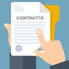 Poster - Contratto d'affari con firma. Stile piatto. Illuatratio illustrazioni