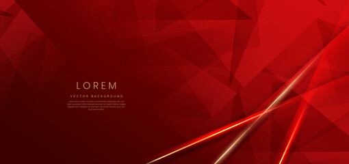 Wall Mural - Abstract elegant red background with golden line and lighting effect sparkle. Luxury template award design.