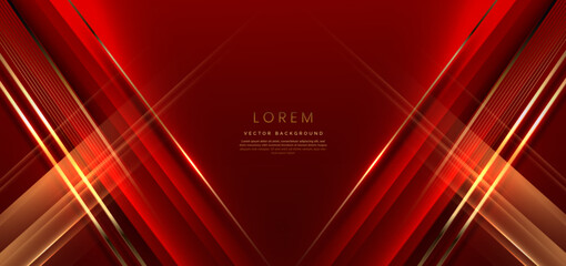 Wall Mural - abstract elegant red background with golden line and lighting effect sparkle. luxury template award 