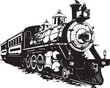 Vintage steam locomotive ancient train, transport Vector illustration