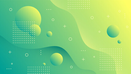 Wall Mural - Modern Abstract Background with Motion Waves Retro Memphis and Yellow Green Gradient Color