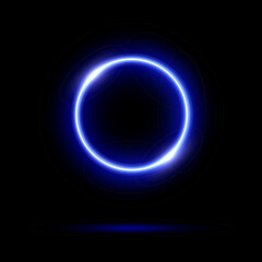 Poster - glowing neon blue circle isolated on black background. round electric light frame. geometric fashion