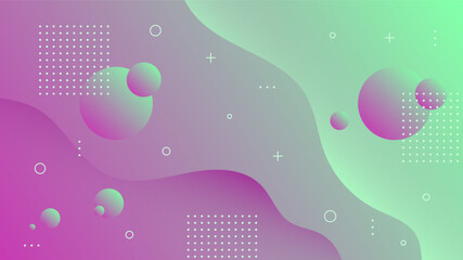 Wall Mural - Modern Abstract Background with Motion Waves Retro Memphis and Purple Green Gradient Color