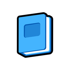 Isolated flat 3d book icon for game, interface, sticker, app. The sign in a cartoon style for match 3 or hyper casual. The sprite can be used like a craft element in hyper casual mobile game
