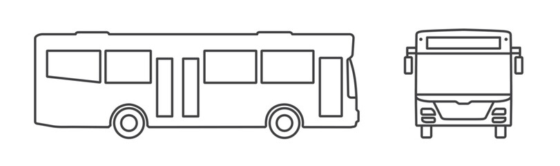 Wall Mural - Bus thin line icon Set - Vektor Illustration Piktogramm