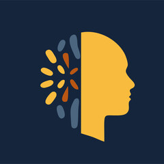 Colorful dotted oval human head logo for creative