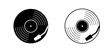 © MarkRademaker - Cartoon vinyl or lp icon symbol. dj symbol. retro vinyl record album. Old music plate doodle. Phonograph, audio disk for turntable. Music player, analog music recording. Gramophone label and badge.