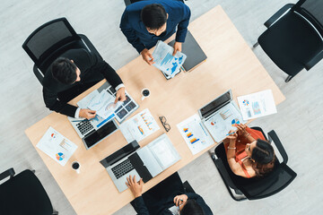 Poster - business people group meeting shot from top view in office . profession businesswomen, businessmen a