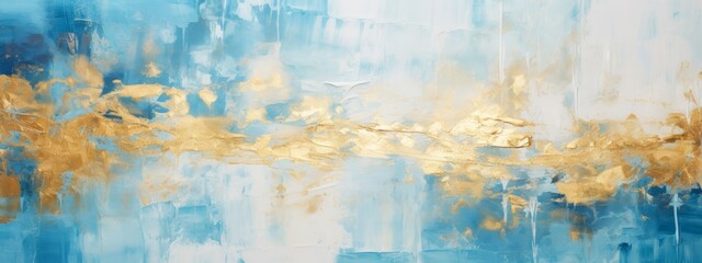 closeup of abstract rough blue white gold art painting texture, with oil brushstroke, pallet knife p