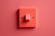 Minimalistic red button. Wall light switch on a red background. Generative AI