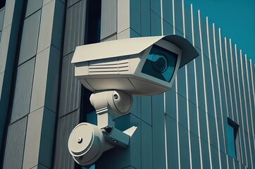 Poster - Security Camera Crowd Watching Backdrop Generative AI