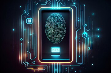 Poster - Digital Fingerprint Control Background Generative AI