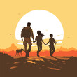 Soldier Family Reunion heartwarming scene vector illustration