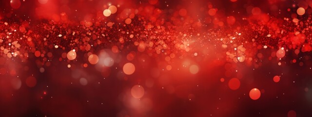 Poster - Festive celebration holiday christmas, Valentine's Day, love., wedding background banner template illustration - Abstract red bokeh lights texture, de-focused (Generative Ai)