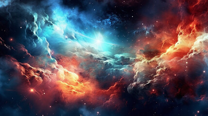 Wall Mural - nebula, cosmos and dust cloud in dark sky of astrology, universe and space supernova for science res