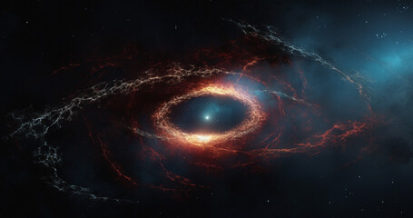 Wall Mural - solar system, wormhole and galaxy space spiral in dark sky for astrology, black hole or universe sci