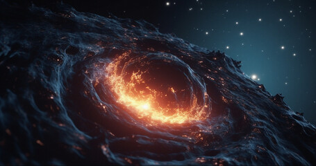 Wall Mural - asteroid, meteor and debris in space from explosion, apocalypse and armageddon danger in dark sky cr